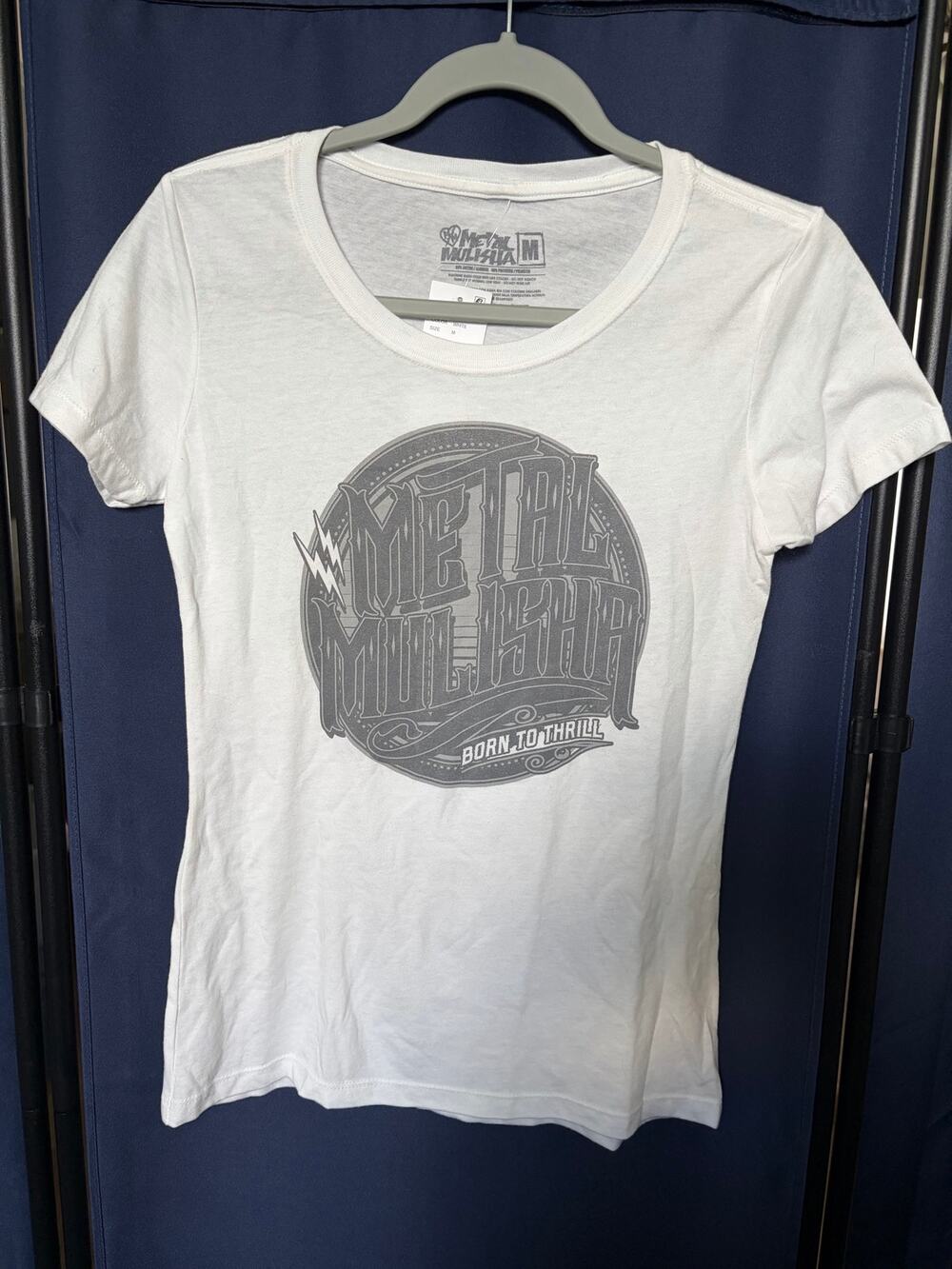 Metal Mulisha Womens Graphic Tee Shirt Size M White Gray Logo Short Sleeve NWT